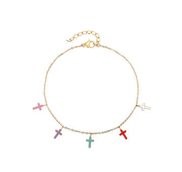 Rainbow Cross Anklet